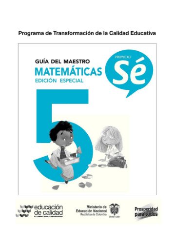 Guía del maestro matemáticas 5 proyecto sé