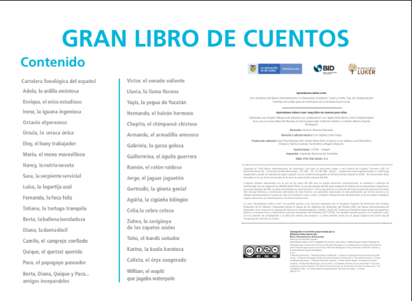 Aprendamos Todos a Leer Gran Libro de Cuentos Guía del Docente