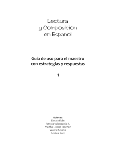 Lectura y Composición en Español Guía Docente Primero